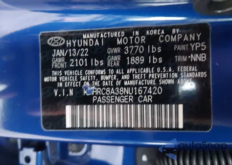 2022 Hyundai Venue Sel из США, поврежденный, VIN KMHRC8A38NU167420